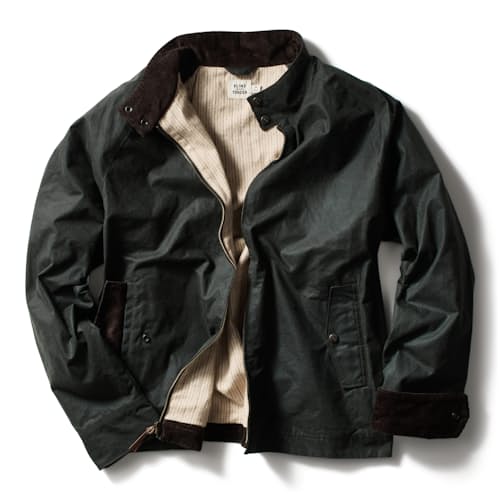 laydown image of Waxed Harrington Jacket
