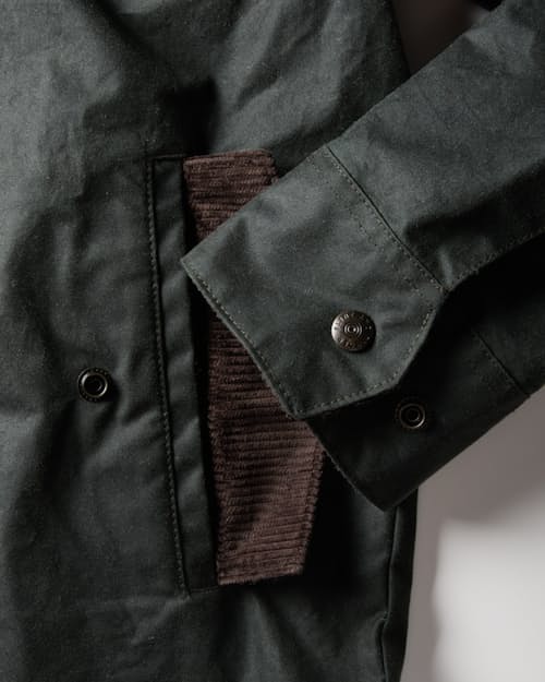 laydown detail image of Waxed Harrington Jacket