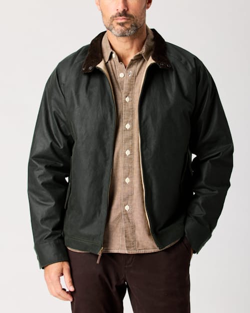 lifestyle image of Waxed Harrington Jacket