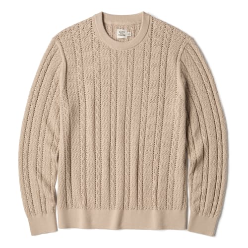 laydown image of Open Knit Stitch Crewneck Sweater