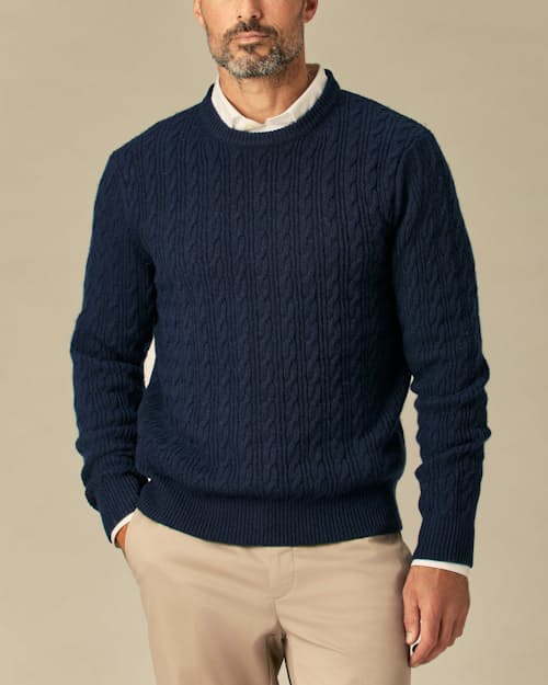 lifestyle image of EasyCash Merino Cable Knit Sweater