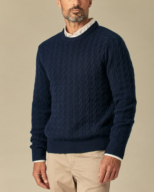 lifestyle image of EasyCash Merino Cable Knit Sweater