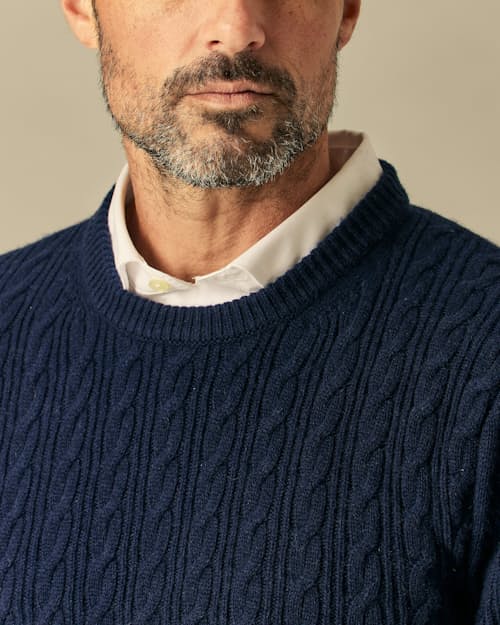 lifestyle image of EasyCash Merino Cable Knit Sweater
