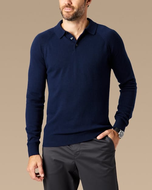lifestyle image of EasyCash Merino Long Sleeve Polo