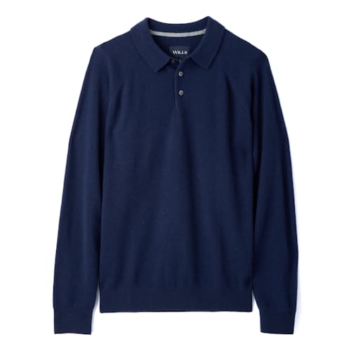 laydown image of EasyCash Merino Long Sleeve Polo