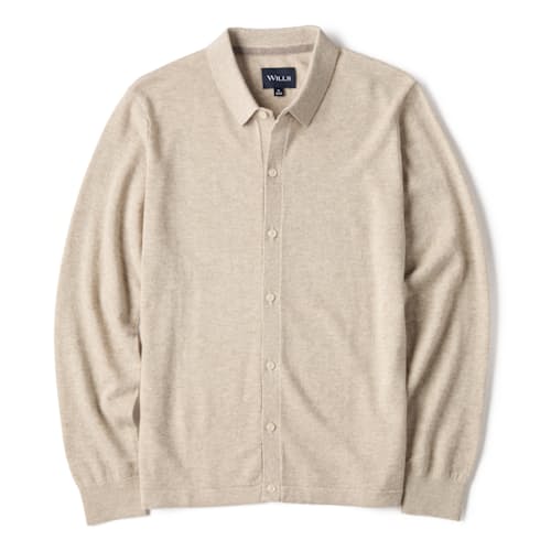 laydown image of EasyCash Long Sleeve Polo Cardigan