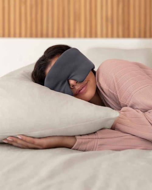 lifestyle image of Weighted Silk Sleep Stone Mask