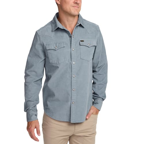on model image of Banning Corduroy Snapshirt