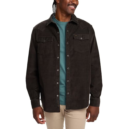 on model image of Banning Corduroy Snapshirt