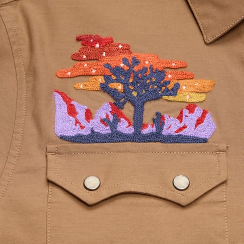 laydown detail image of Crosscut Deluxe Long Sleeve Snapshirt
