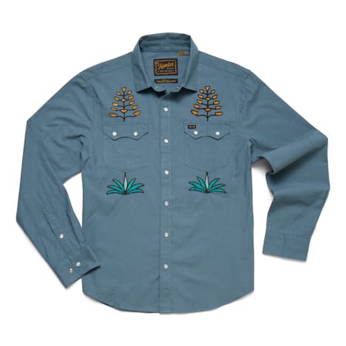 laydown image of Crosscut Deluxe Long Sleeve Snapshirt