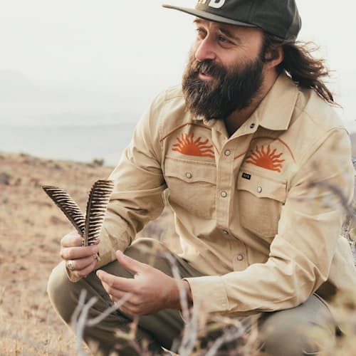 lifestyle image of Crosscut Deluxe Long Sleeve Snapshirt