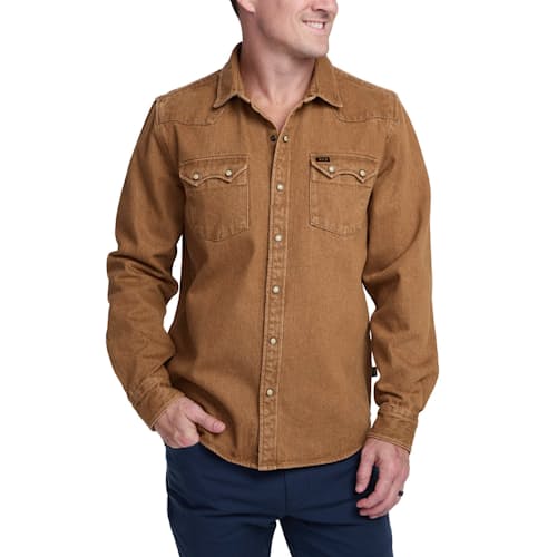 on model image of Dust Up Denim Snapshirt