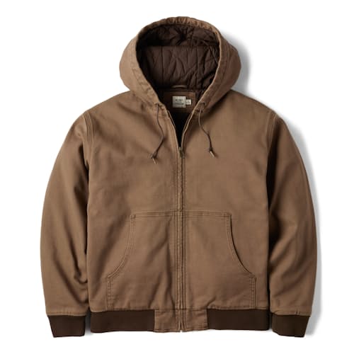 laydown image of Mason Canvas Hooded Bomber Jacket