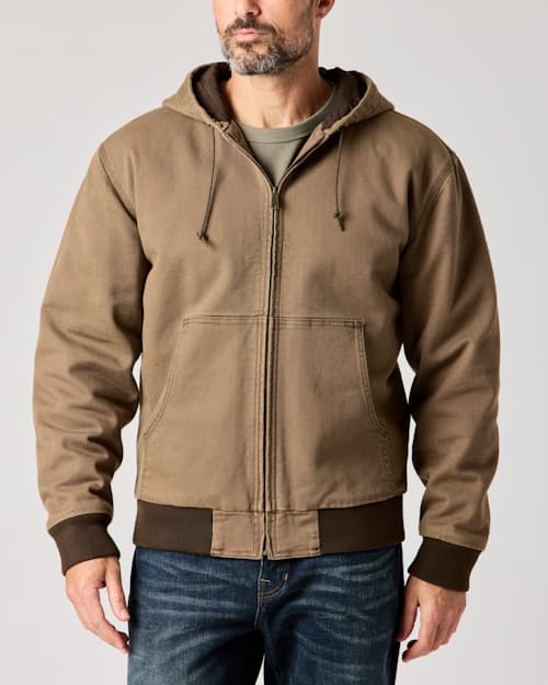 lifestyle image of Mason Canvas Hooded Bomber Jacket