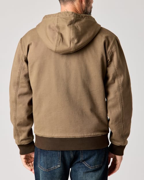 lifestyle image of Mason Canvas Hooded Bomber Jacket