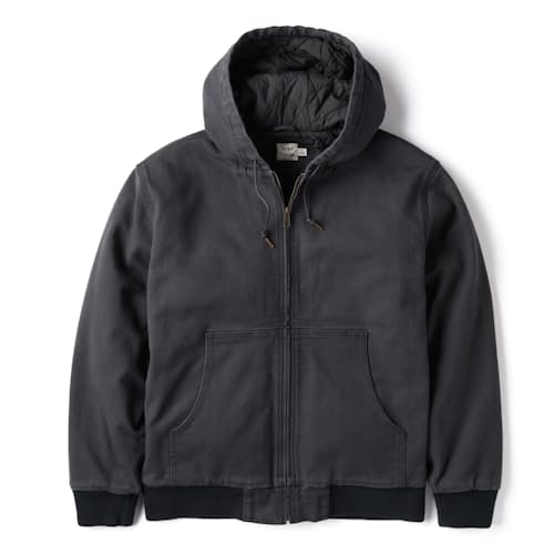 laydown image of Mason Canvas Hooded Bomber Jacket