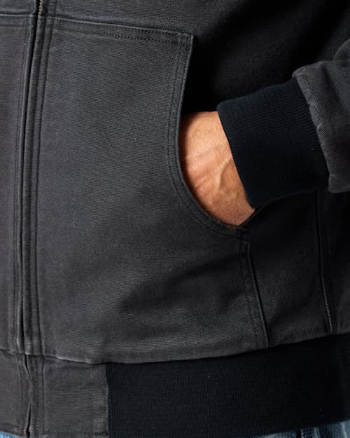 lifestyle image of Mason Canvas Hooded Bomber Jacket