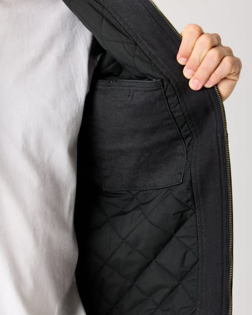 lifestyle image of Mason Canvas Hooded Bomber Jacket