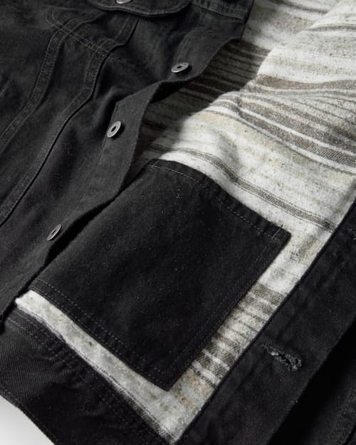 laydown detail image of Flannel-Lined Denim Trucker Jacket