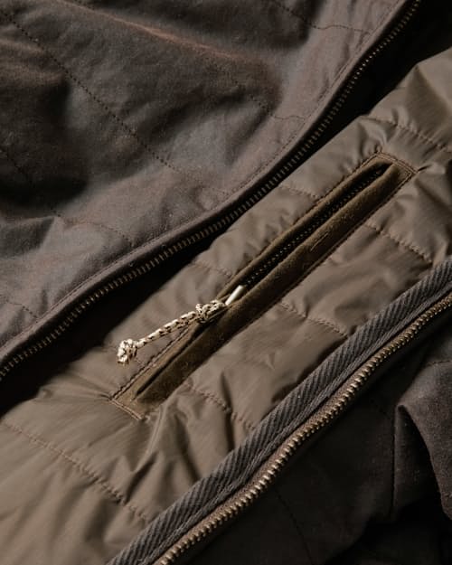 laydown detail image of York Quilted Waxed Jacket