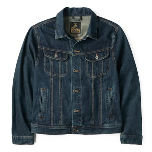laydown image of Unlined Denim Trucker Jacket