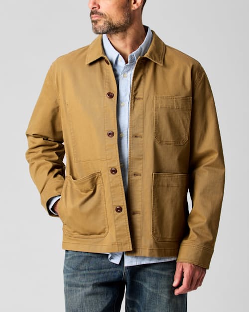 on model image of Classic Chore Coat
