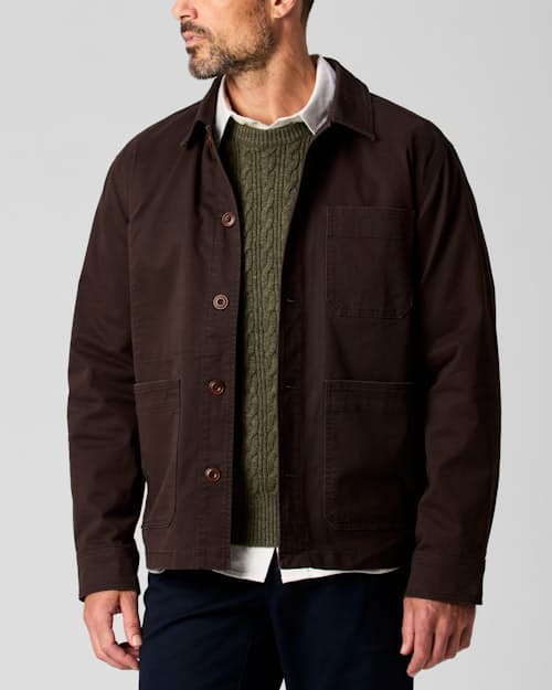 on model image of Classic Chore Coat
