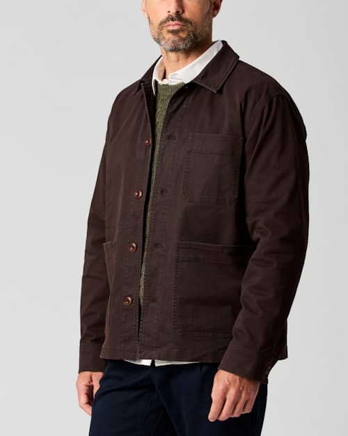 on model image of Classic Chore Coat