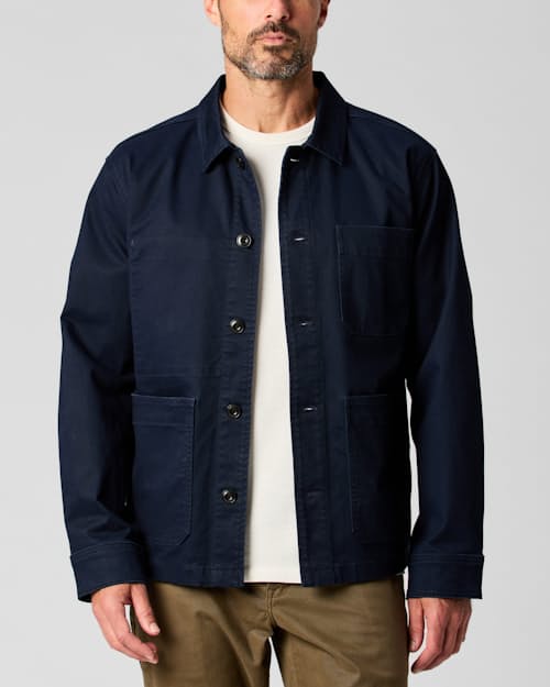 on model image of Classic Chore Coat