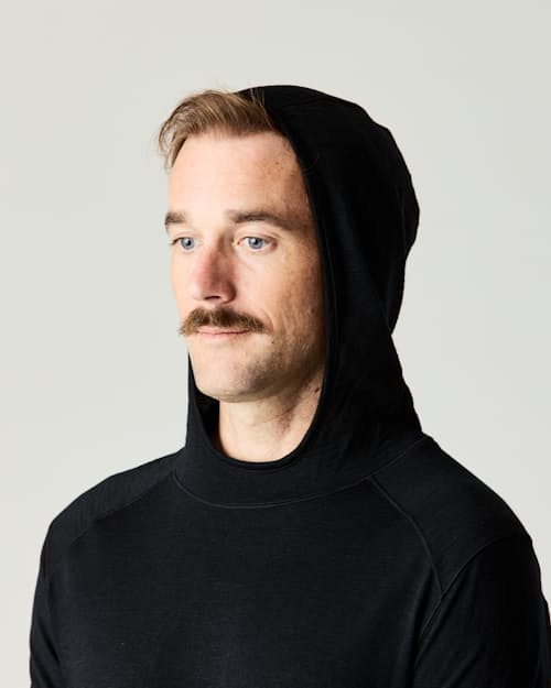 on model image of 72-Hour Merino Tactical Hoodie