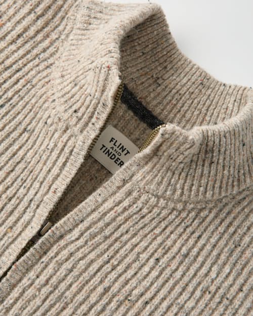 laydown detail image of Textured Wool Full-Zip Combat Sweater