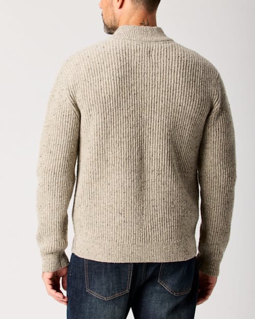 lifestyle image of Textured Wool Full-Zip Combat Sweater