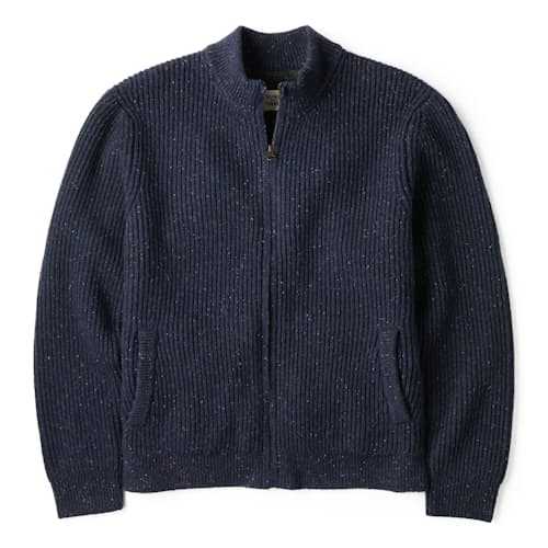 laydown image of Textured Wool Full-Zip Combat Sweater