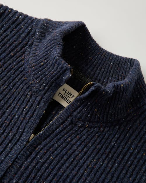 laydown detail image of Textured Wool Full-Zip Combat Sweater