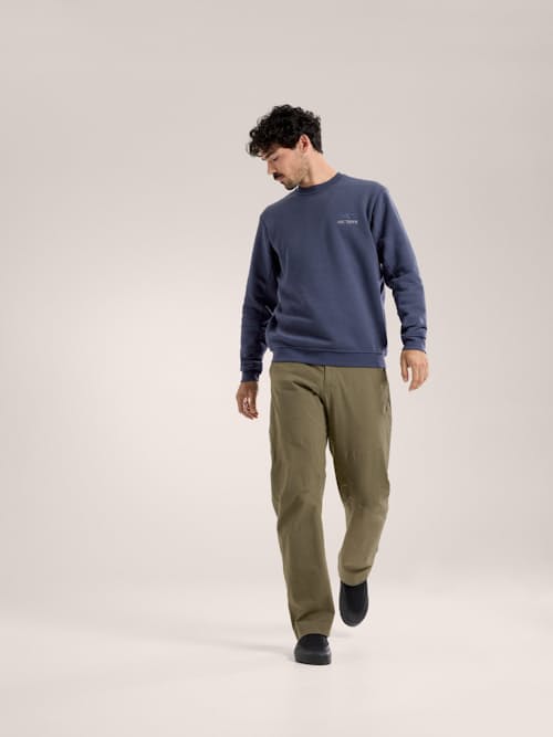 on model image of Emblem Fleece Crew