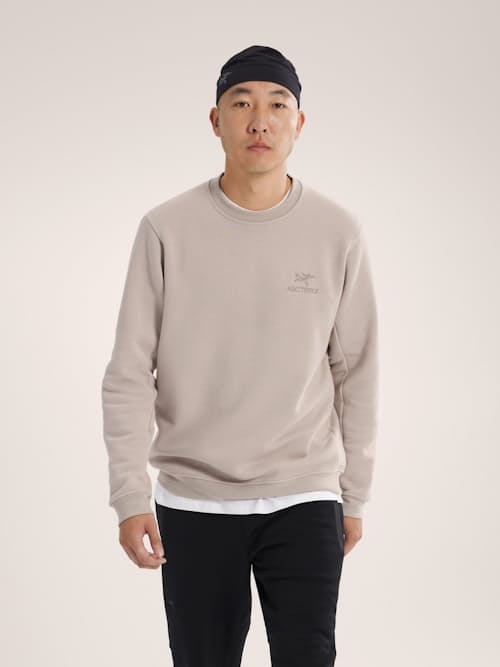 on model image of Emblem Fleece Crew