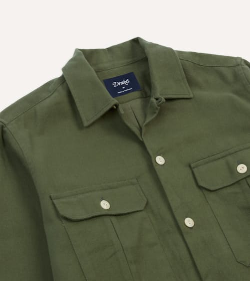 laydown image of Brushed Twill Camp Collar Shirt