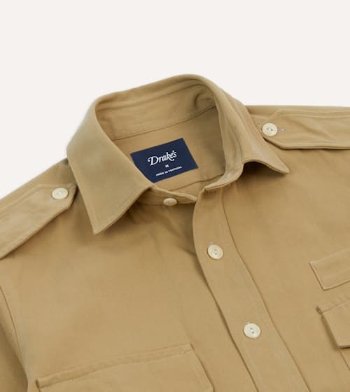 laydown image of Gabardine Epaulette Shirt