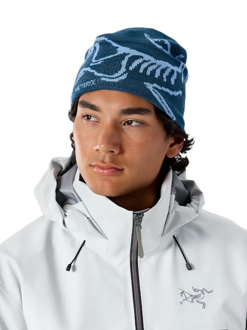 on model image of Bird Head Toque Beanie