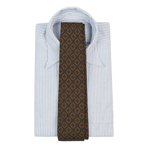 laydown image of Flower Stamps Wool-Silk Tie