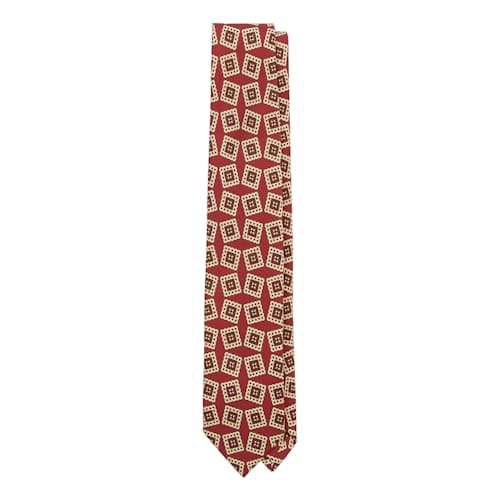 laydown image of Stamp Motif Habotai Silk Tie
