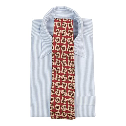 laydown image of Stamp Motif Habotai Silk Tie