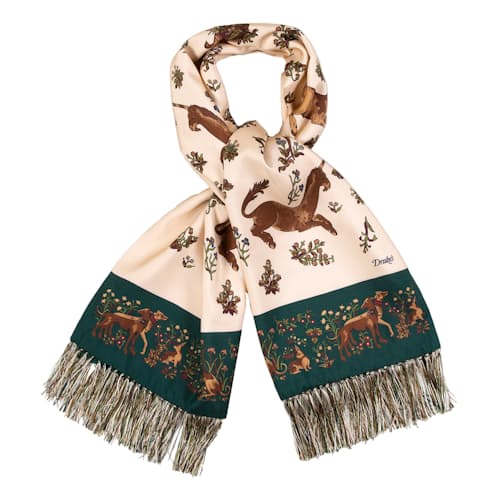 laydown image of Unicorn Print Tubular Silk Scarf
