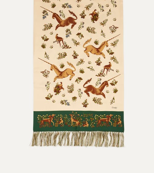 laydown detail image of Unicorn Print Tubular Silk Scarf