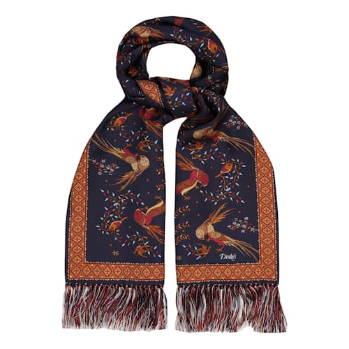 laydown image of Birds of Paradise Tubular Silk Scarf