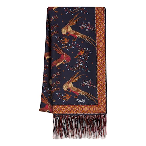 laydown image of Birds of Paradise Tubular Silk Scarf