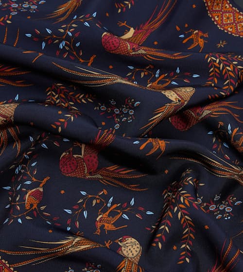 laydown detail image of Birds of Paradise Tubular Silk Scarf