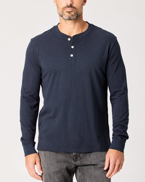lifestyle image of Vintage Slub Long Sleeve Henley
