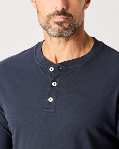lifestyle image of Vintage Slub Long Sleeve Henley